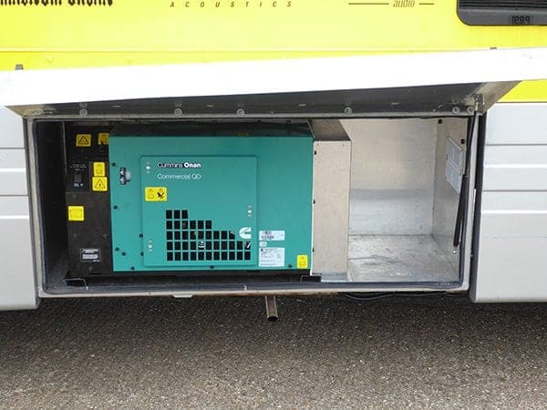 5HDKBB generator fitted with mountings attached to the vehicles chassis.
